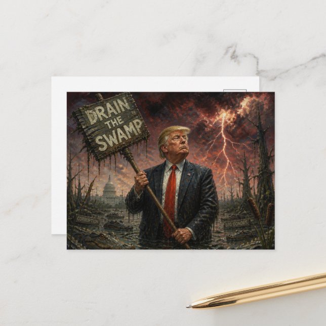 Trump i träsket Blixt i himlen Vykort (Fram/Back In Situ)
