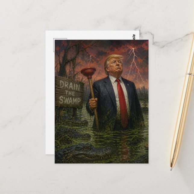 Trump i träsket vykort (Fram/Back In Situ)