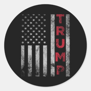Trump i vintage USA flagga Runt Klistermärke