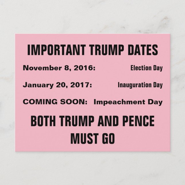 Trump Impeachment Day Resistance Vykort (Framsida)