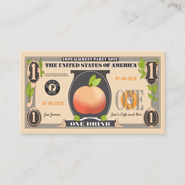 Trump Impeachment Party Promotional Coupon Rabattkort (Framsida)