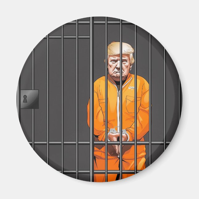 Trump in Jail 24-tums Circle Magnet (Framsidan)