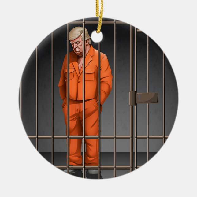 Trump in Jail Ceramic Circle Ornament (Framsidan)