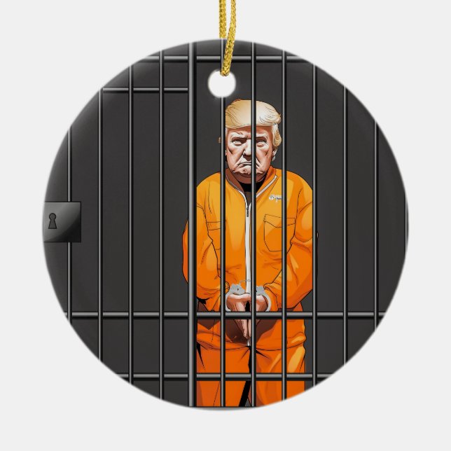 Trump in Jail Ceramic Circle Ornament (Framsidan)