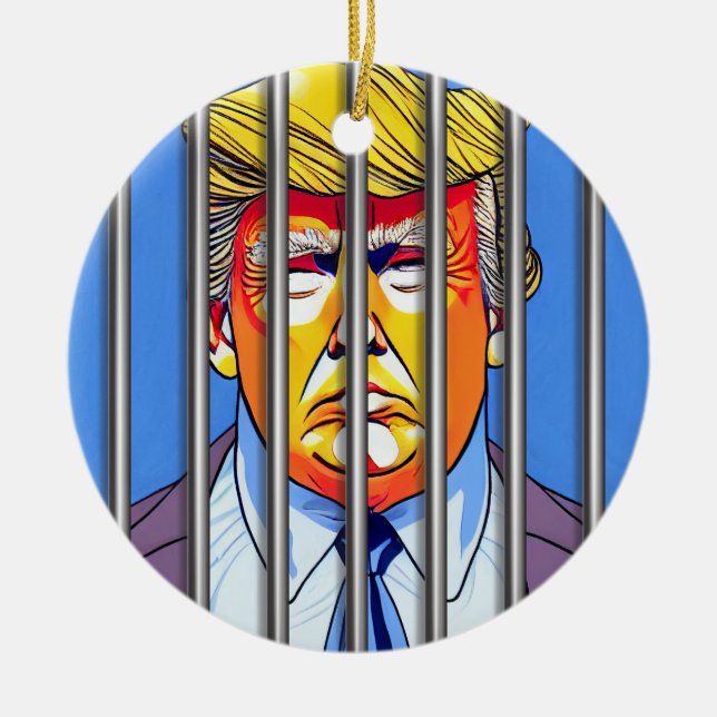 Trump in Jail Ceramic Circle Ornament (Framsidan)