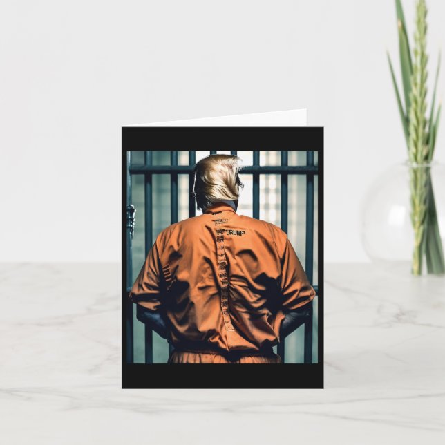 Trump in Jail Orange Jumpdress Hand Cuffed Guilty Kort (Framsida)