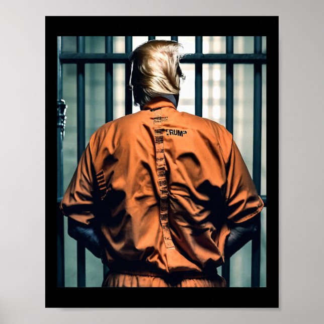 Trump in Jail Orange Jumpdress Hand Cuffed Guilty Poster (Framsidan)