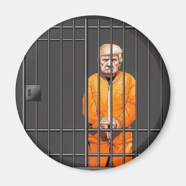 Trump in Jail Standard, 2,4 tum Circle Magnet (Framsidan)