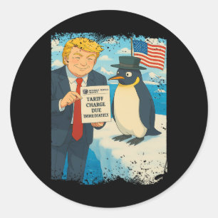 Trump inför tariffen Penguin Anime Politik Meme D Runt Klistermärke