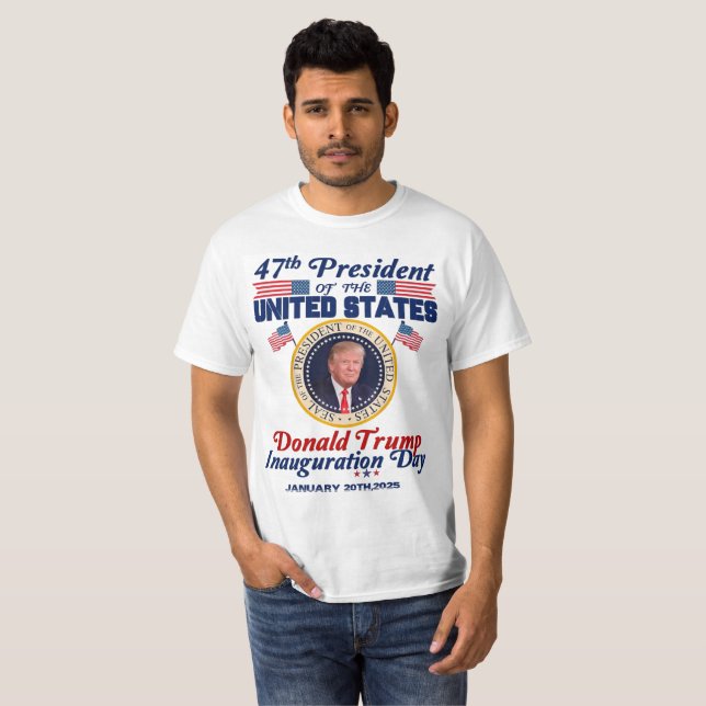 TRUMP - invigningsdag 2025 T Shirt (Hel framsida)