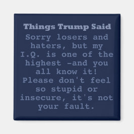 Trump IQ - 2-tums kvadratmagnet Magnet