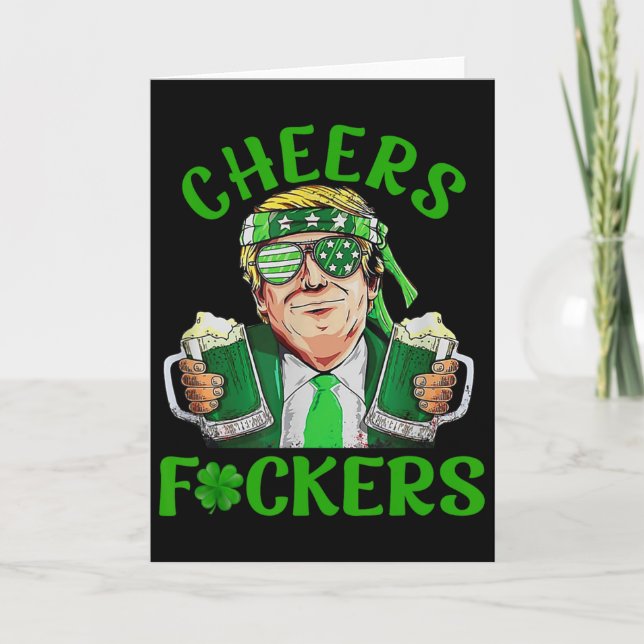 Trump jublar över St Patricks Day irländskt dricka Kort (Framsida)