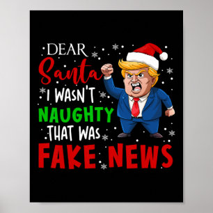 Trump jul Pajamas Kära Santa Fake News Funny Poster