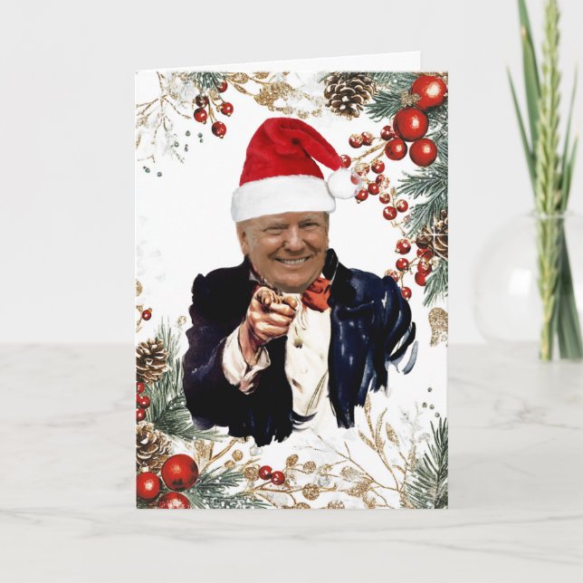 Trump jul Poinsettias & Berries Kort (Framsida)