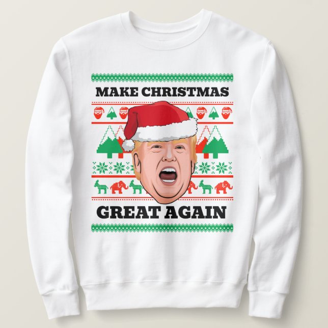 Trump julsötare Gör jul Underbar igen Lång Ärmad Tröja (Design framsida)