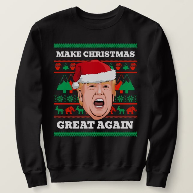 Trump julsötare Gör jul Underbar igen Lång Ärmad Tröja (Design framsida)