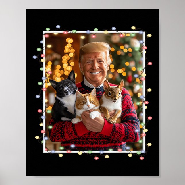 Trump Julsötare Katt Hund Squirrel Djurälskare Poster (Framsidan)