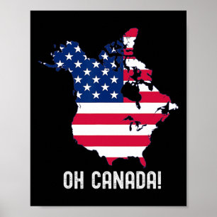 Trump Kanada USA 51:a State Karta American Flagga Poster