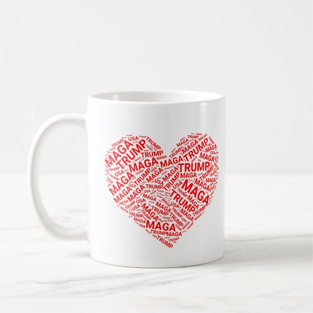 Trump Kärlek Heart Ord Cloud Art Kaffemugg (Vänster)