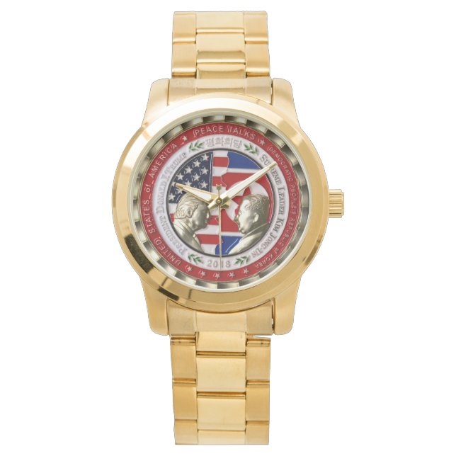 Trump & Kim In Singapore - minnesmynt Armbandsur (Framsida)
