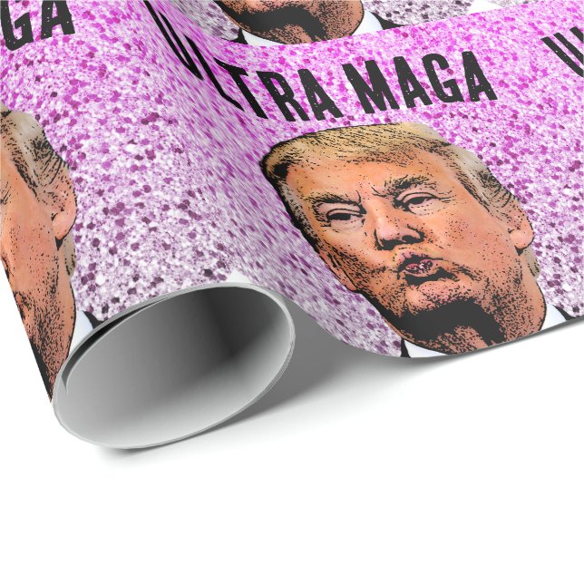 TRUMP KISS ULTRA MAGA CHRISTMAS WRAPPING PAPPER PRESENTPAPPER (Rullad Hörn)