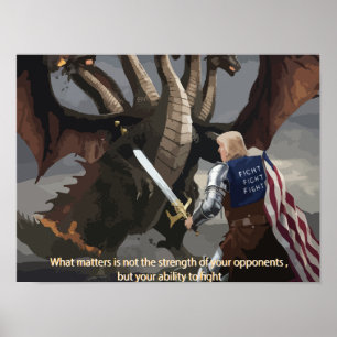 Trump Knight Battling the Hydra Poster