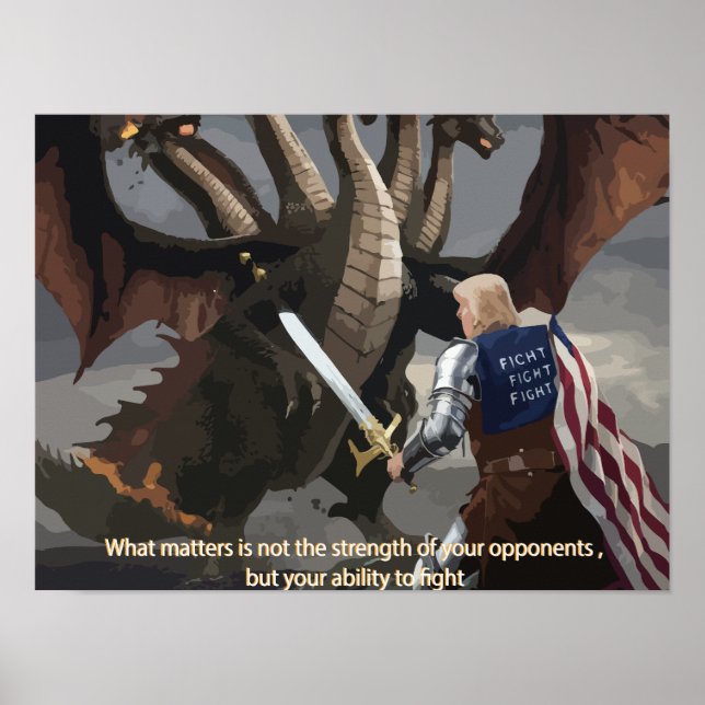 Trump Knight Battling the Hydra Poster (Framsidan)