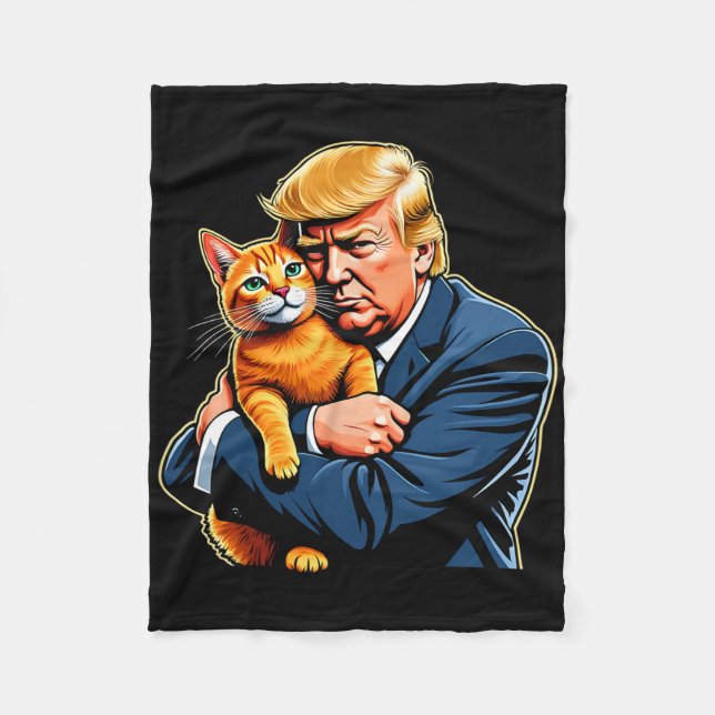 Trump kramar orange katt rolig 2025 val meme fleecefilt (Framsidan)