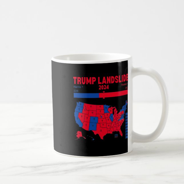 Trump Landglide 2024 Val Karta 312 Winning Karta Kaffemugg (Höger)