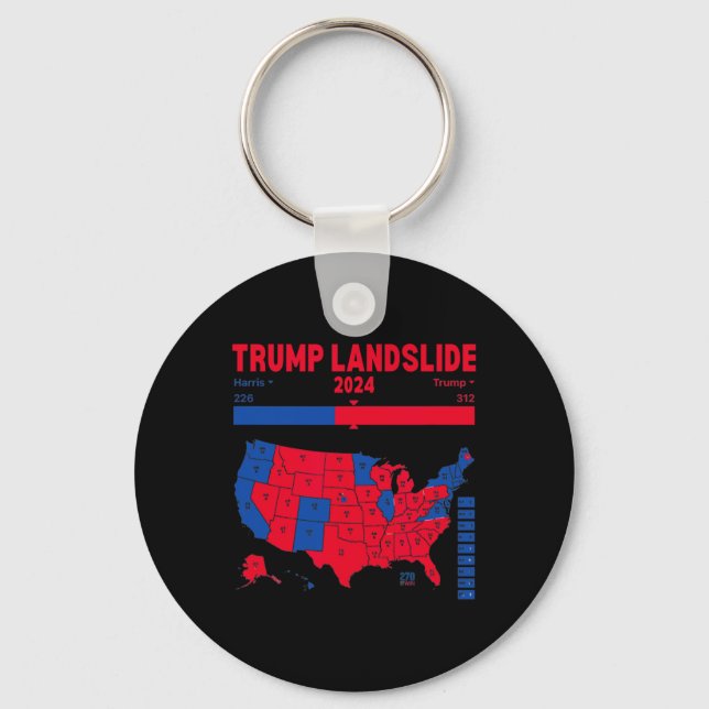 Trump Landglide 2024 Val Karta 312 Winning Karta Nyckelring (Framsida)
