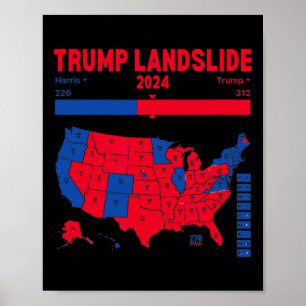 Trump Landglide 2024 Val Karta 312 Winning Karta Poster