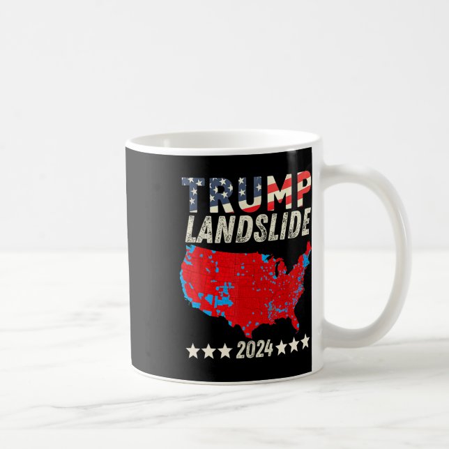 Trump Landglide 2024 Val Karta Support Trump W Kaffemugg (Höger)
