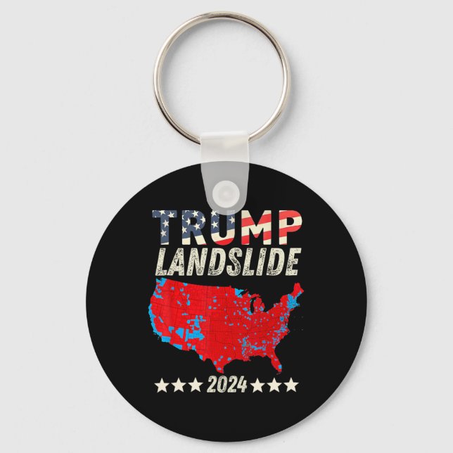 Trump Landglide 2024 Val Karta Support Trump W Nyckelring (Framsida)