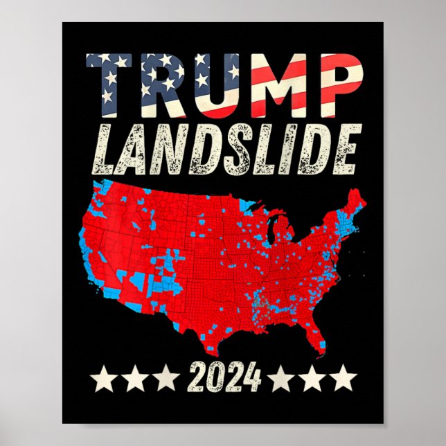 Trump Landglide 2024 Val Karta Trump Winner (o Poster (Framsidan)