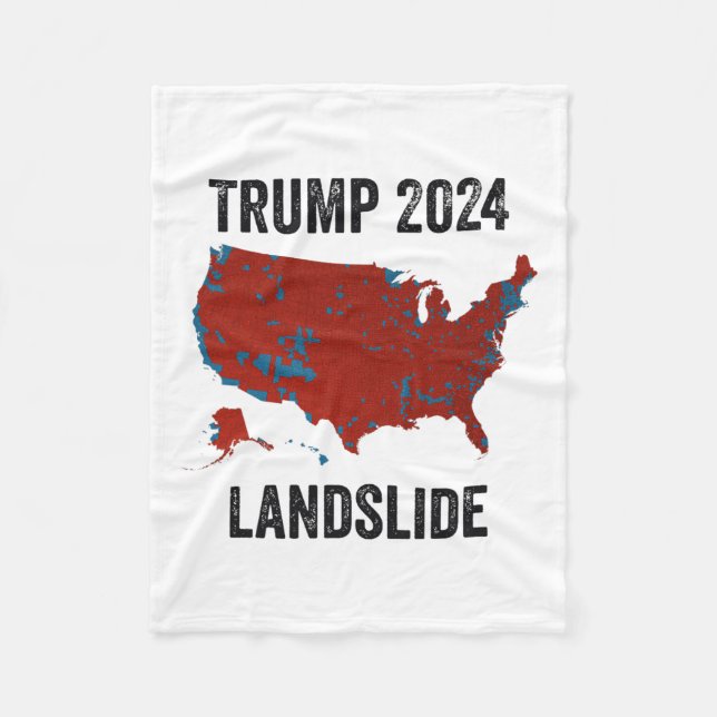 Trump Landglival Karta 2024 Funny Pro Trump Fleecefilt (Framsidan)
