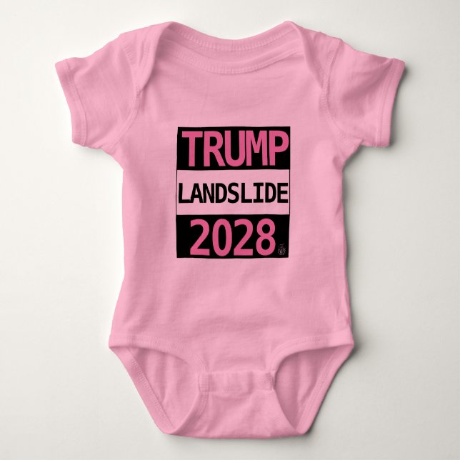 TRUMP LANDSLIDE 2028 för BABY! Baby Bodykostym T Shirt (Framsida)