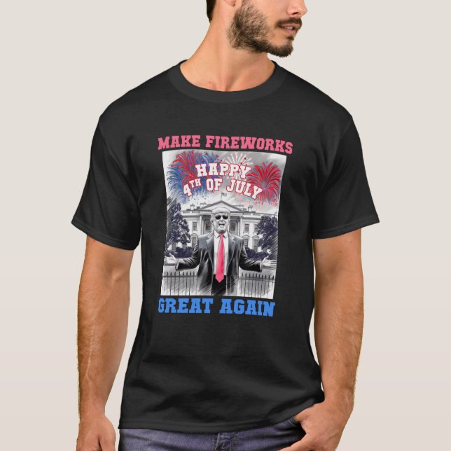 TRUMP Lycklig 4:e juli GÖR UNDERBARA SAMMANFATTNIN T Shirt (Framsida)
