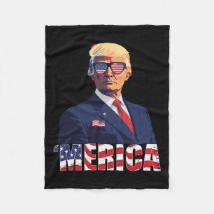 Trump Lycklig 4:e juli Trump American Flagga 1 Fleecefilt