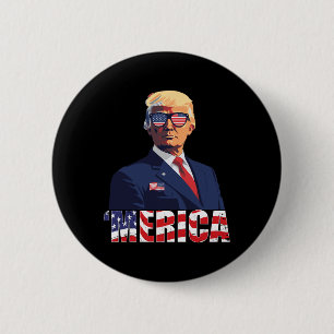 Trump Lycklig 4:e juli Trump American Flagga 1 Knapp