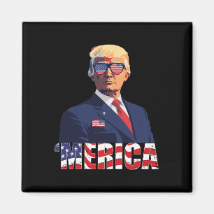 Trump Lycklig 4:e juli Trump American Flagga 1 Magnet