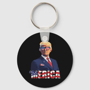 Trump Lycklig 4:e juli Trump American Flagga 1 Nyckelring