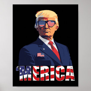 Trump Lycklig 4:e juli Trump American Flagga 1 Poster