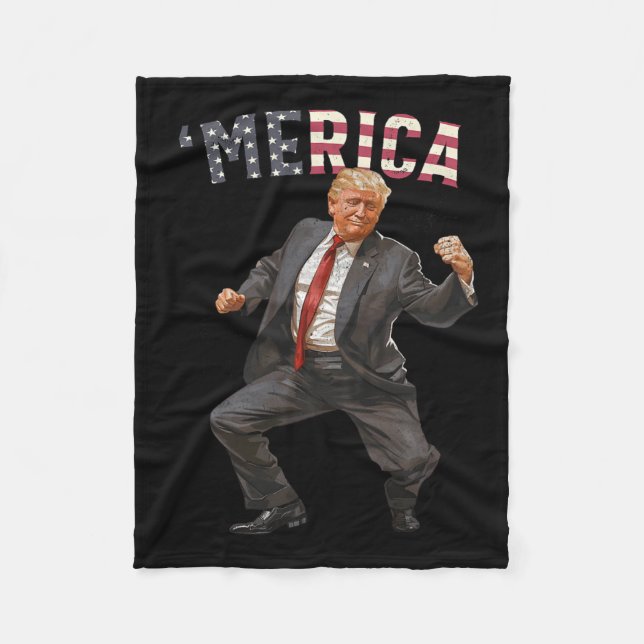 Trump Lycklig 4:e juli: Trump American Flagga Gift Fleecefilt (Framsidan)