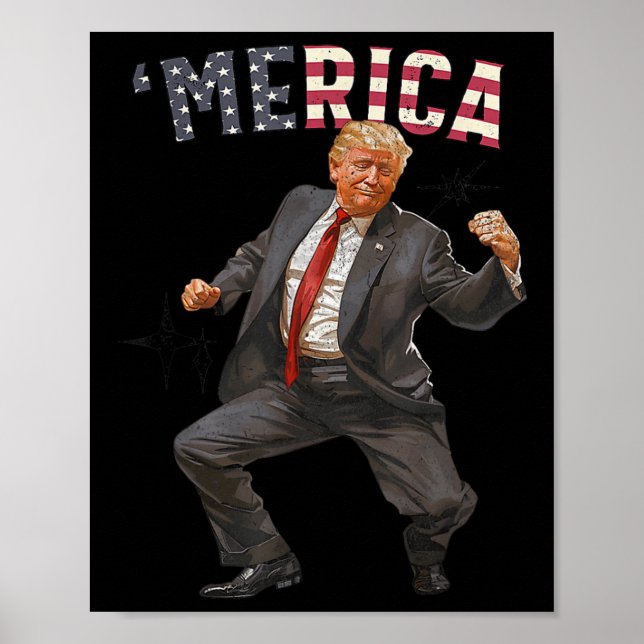 Trump Lycklig 4:e juli: Trump American Flagga Gift Poster (Framsidan)