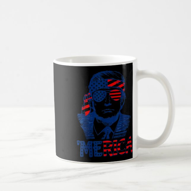 Trump Lycklig 4:e juli Trump American Flagga Kaffemugg (Höger)