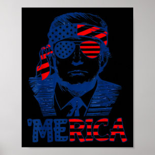 Trump Lycklig 4:e juli Trump American Flagga Poster