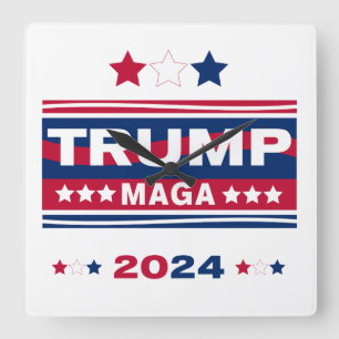 TRUMP~MAGA~2024 FYRKANTIG KLOCKA