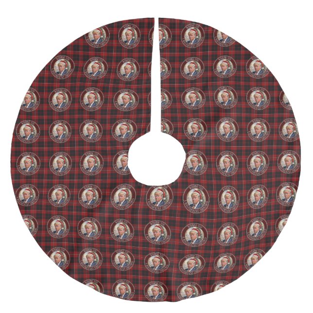 Trump MAGA Christmas Cunningham Tartan Buffalo Julgransmatta Borstad Polyester (Framsidan)