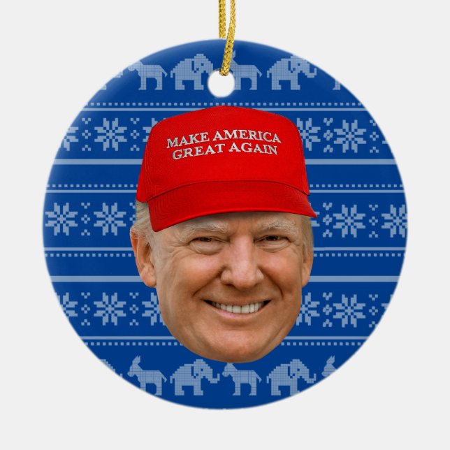 TRUMP MAGA-jul Julgransprydnad Keramik (Framsidan)