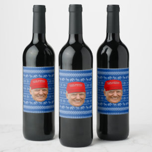 TRUMP MAGA Jul Vinflaska Etikett